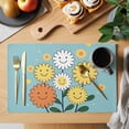 thumbnail image 2 of Placemat Set of 6 Flowers Placemats for Dining Table Abstract Smile Face Yellow White Floral Washable Table Mats for Kitchen and Party Decor Indoor & Outdoor Use, 2 of 8