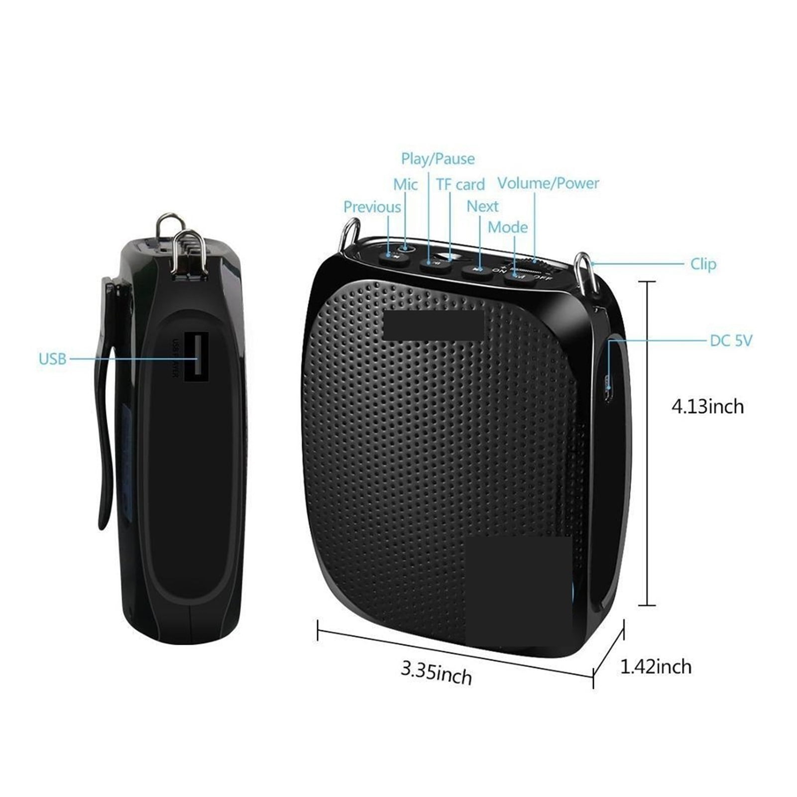 Portable Rechargeable Mini Voice Amplifier Speaker with Wired Microphone for Teachers Supports MP3 Format Audio ,Easy to Operate
