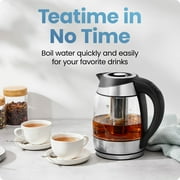 Chefman 1.8L Electric Glass Kettle w/ Temperature Control, Removable Tea Infuser - Stainless Steel