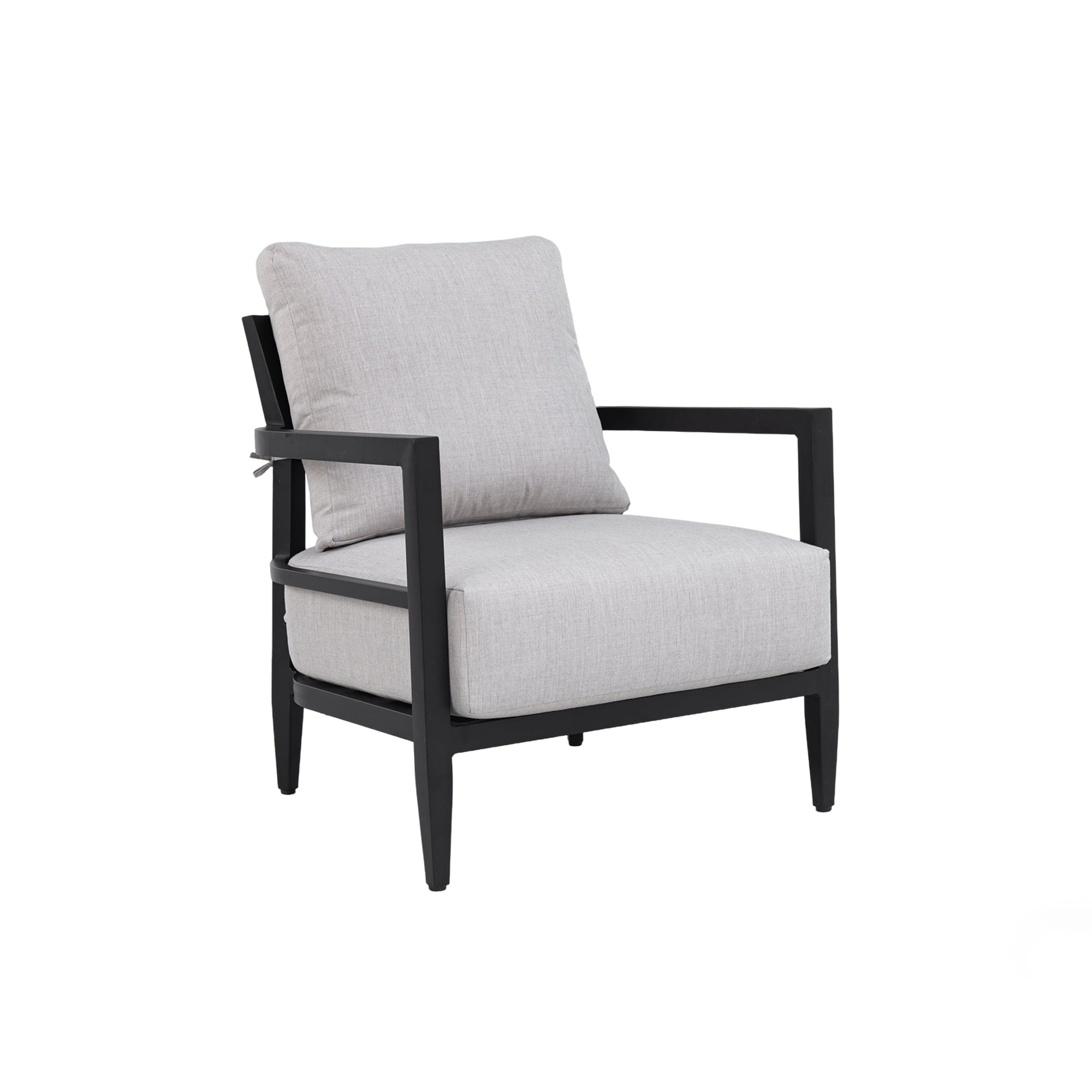 Outdoor Fully Weld Lounge Chair, Aluminum Frame in Ember Black Ergonomic Backrest for Patio Garden, Cast Silver