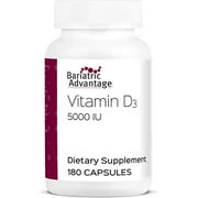 Bariatric Advantage Vitamin D3 5000 IU High Potency Vitamin D Supplement, Easy Swallow Capsule, Dry Water Soluble Formula Mixes Completely with Water - 180 Count