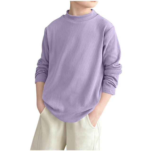 T-Shirt à Manches Longues Col Rond Couleur Unie pour Enfants, Haut Thermique pour Garçons Filles, Couche de Base d'Hiver, Chemise Décontractée Confortable, Mode pour Enfants
