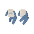 thumbnail image 2 of BemeyourBBs Toddler Boy Big Brother Outfits Spring Fall Winter Clothes Waffle Knit Letter Embroidery Long Sleeve Crewneck Sweatshirt Jogger Pants 2 Pcs Set Sweatsuit, 2 of 8