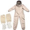 thumbnail image 1 of Traje de apicultura beige con capucha y guantes desmontables, talla grande, fabricado en poliéster para máxima protección, 2XL, 1 of 5