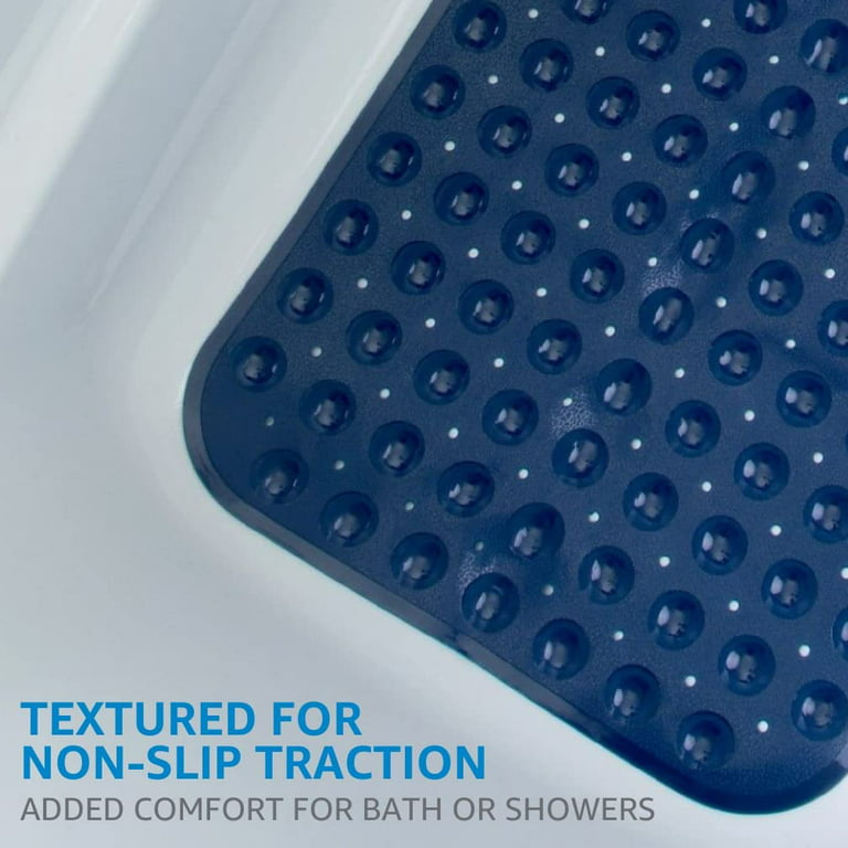 Xl Non-slip Bathtub Mat With Drain Holes Navy Blue - Slipx