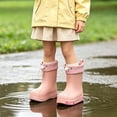 thumbnail image 2 of Otqutp Kids Rain Boots Letter Print Drawstring Cuff Waterproof Rubber Rain Shoes Non Slip Mid Calf Boots Outdoor Walking Shoes, 2 of 4