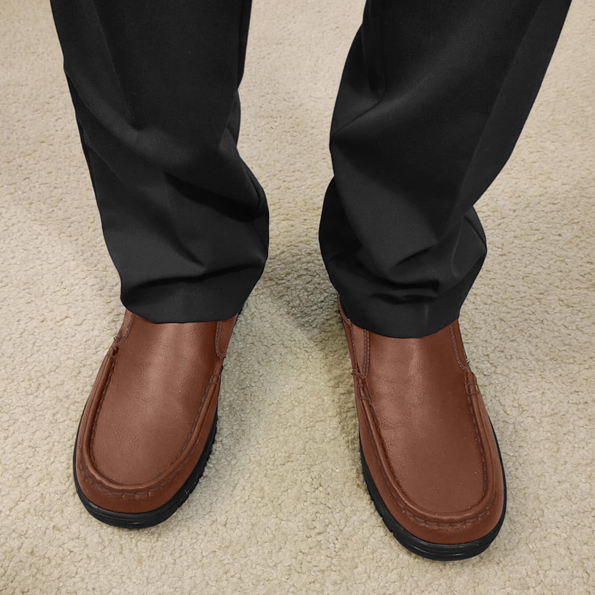 CAMEL CROWN KHAKI BROWN Loafers Slip On Leather Casual Walking Comfort Shoes Siz ac2bd3eb-928b-46e1-b82b-  main image 4