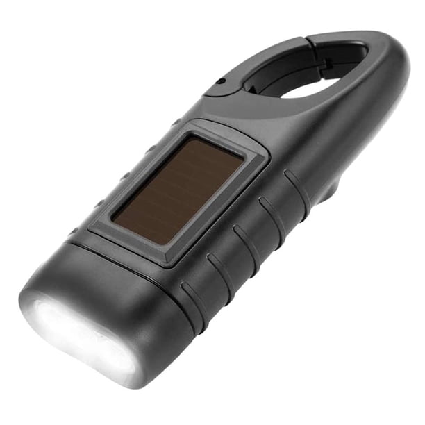 Linterna LED con energía solar, manivela, equipo de supervivencia para acampar (negro) WDOplteas Para estrenar