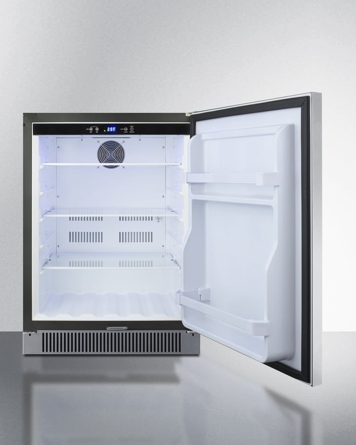 24 Inches Wide Built-In Outdoor All-Refrigerator, Stainless Steel, LHD