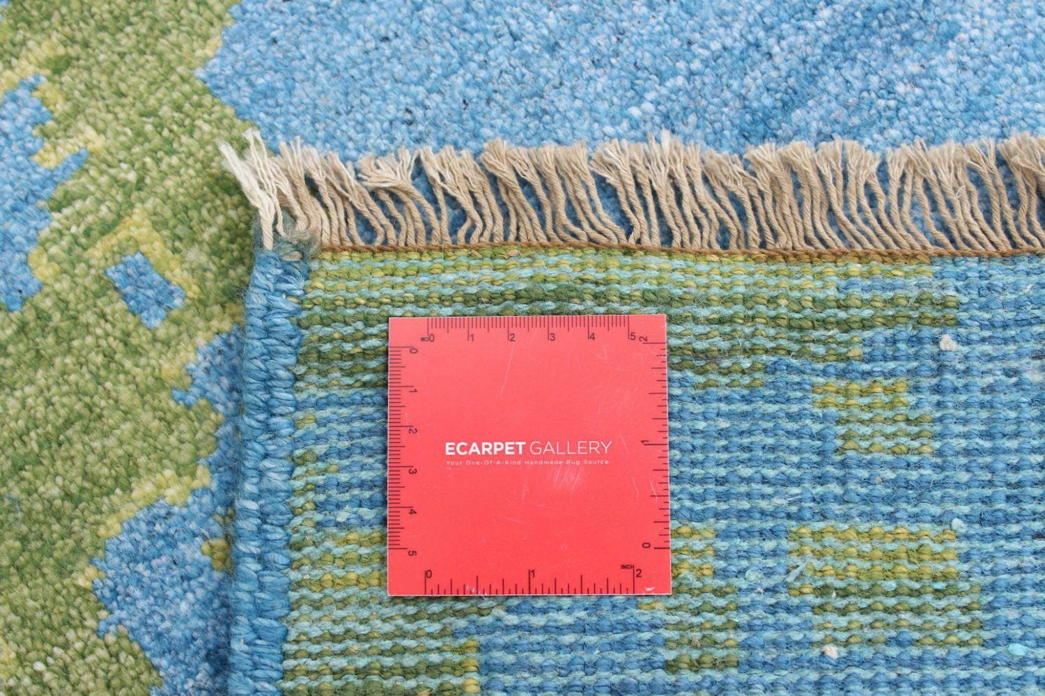 ECARPETGALLERY 5'6" x 7'7" Bordered Jules Oushak Hand-knotted Area Rug for Living Room, Dining Room and Bedroom in Blue