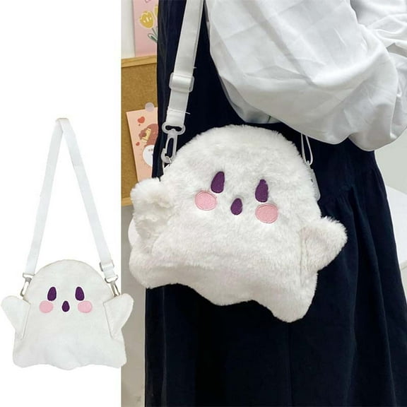 Ikohbadg Cute Plush Funny Ghost Bags Halloween Gift Women's Bags One Shoulder Crossbody Bags