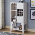 thumbnail image 6 of Furniture of America Morg 24"Width Wood 9-Bottle Wine Cabinet with Doors, White Oak, 6 of 9