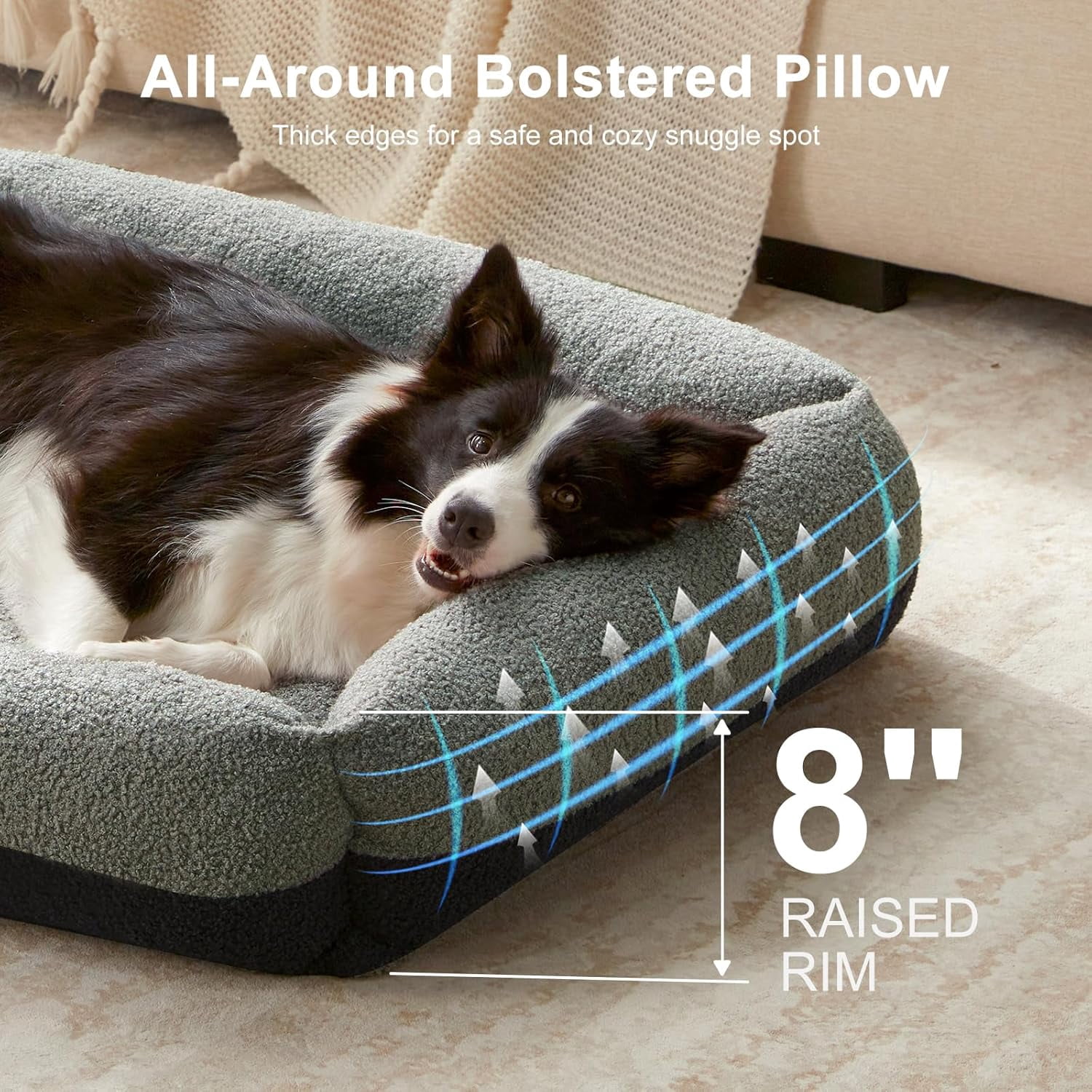 Large Orthopedic Pet Bed, Washable Kennel Mat with Removable Cover, Non-Slip Base Cushion for Medium and Large Dogs
