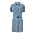 thumbnail image 4 of Xuniizn Denim Dress for Women, Puff Sleeve V Neck Bodycon Summer Dress With Button, Soft Comfortable Vintage Dress, 4 of 9