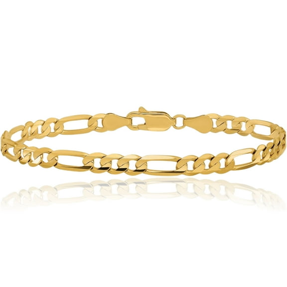 14K Solid Yellow Gold 4.2mm Figaro Link Chain Bracelet