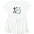 thumbnail image 3 of Inktastic Easter He Has Risen with Cross and Flowers Girls Baby Dress, 3 of 5