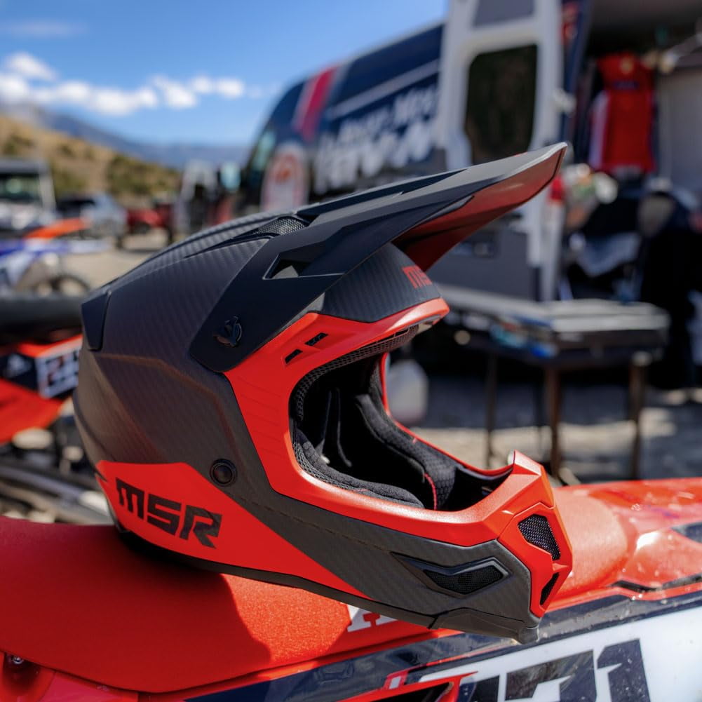 MSR Carbon Hex Motocross, Dirt Bike Helmet w/MIPS X-Large Matte Black/Red