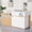 White+Oak, variant on Advwin 69" L-Shaped Fluted Reception Desk with Counter, LED Lights, Lockable Drawers, Cabinet & Power Outlet, Modern Large Reception Counter for Office, Clinic, Nail Salon, Black+Walnut