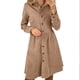 thumbnail image 1 of Vestido camisero de pana de manga larga para mujer: botonadura sencilla, liso, informal, falda larga, 1 of 7