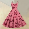 thumbnail image 2 of Valentine's Day Dress for Women Sleeveless Spaghetti A Line Strap Dresses Print Casual Scoop Neck Midi Summer Sundress Hot Pink 2XL, 2 of 6