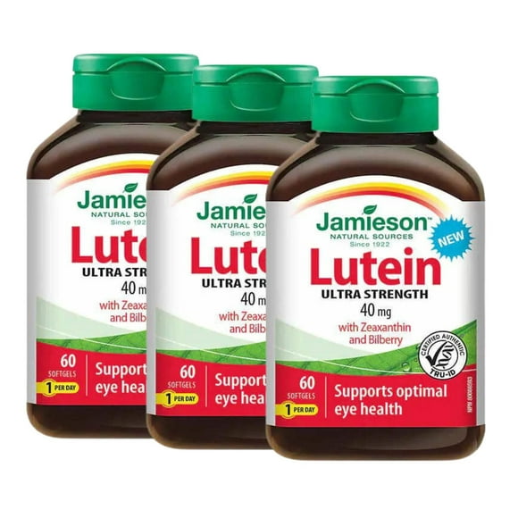 Jamieson Lutéine 40 mg avec Zéaxanthine &amp; Myrtille - 3 x 60 Gélules Soutien pour la Santé des Yeux