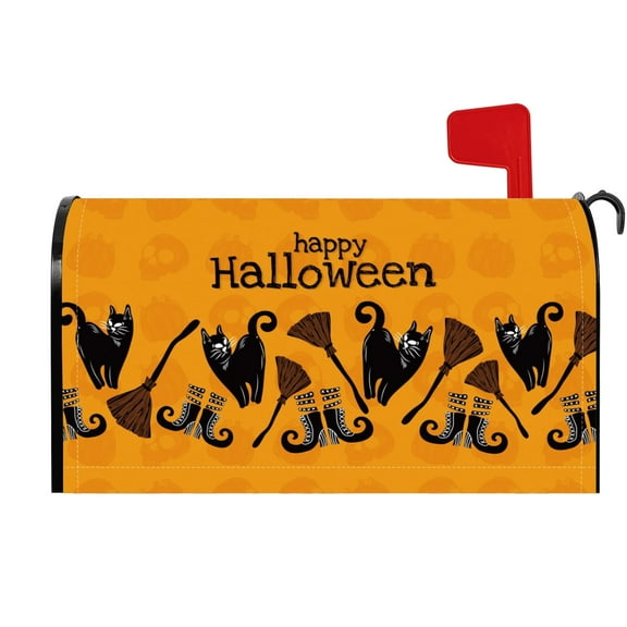 PBOBRIICH Happy Halloween Black Cats Magnetic Mailbox Covers Standard Size 18x21