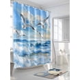 thumbnail image 3 of Fsddascl Blue Coastal Birds Shower Curtain Set - Small 36" x 72" Washable Bathtub Curtain with 12 Hooks, Summer Beach Seaside Nautical Waterproof Fabric Stall Shower Curtains for Bathroom/Bathtub, 3 of 6