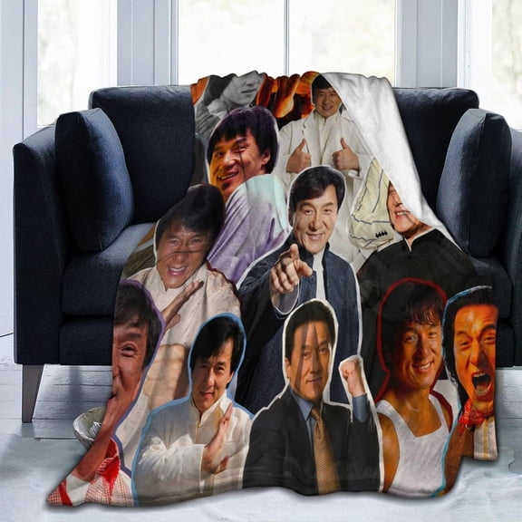 Blanket Jackie Actors Chan Throw Flannel Blankets Warm Soft Cozy Fuzzy Air Conditioning Blanket for Living Room Sofa Bed Gift Blankets for All Seasons 30"x40"