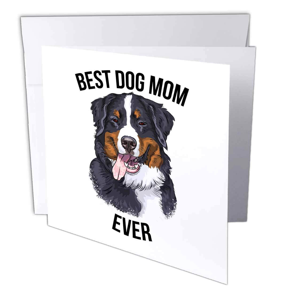 3dRose Best Bernese Mountain Dog Mom Ever Greeting Card, 6 by 6inch