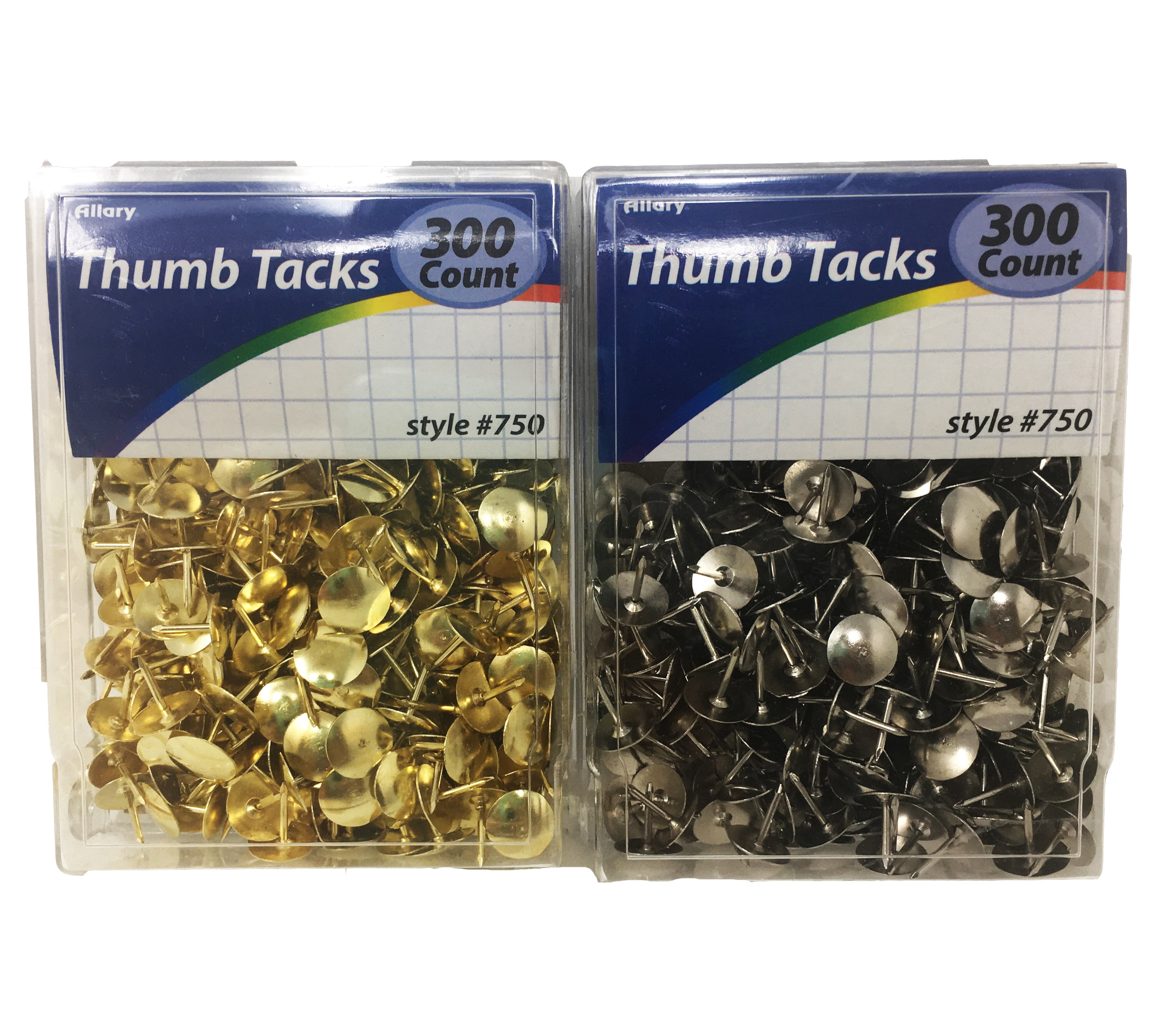 Allary Thumb Tacks Silver/Gold, 300ct pack pack of 2 