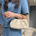 thumbnail image 2 of Bolso nube con mango de madera para mujer, bolso de mano suave con cadena plisada, 2 of 5