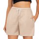 thumbnail image 1 of MKLEKYY Pantalones Cortos Para Correr Para Mujer, Con Cordón Ajustable, Cintura De Color, Cómodos, Elásticos, Lisos, Pantalones Casuales Con Bolsillo Para Mujer, 1 of 4