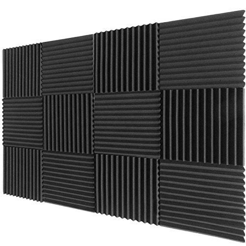 12 Black 12 PCS Acoustic Sound Foam Panels 12 x 12 x 2 Inch Wall Soundproofing Panel Noise Proof Studio Foam 