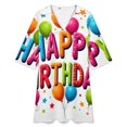 thumbnail image 4 of Happy Birthday Festive Design Womens Dress With Pockets Summer V Neck 3/4 Sleeve Dress Plus Size Loose Dress, 4 of 7