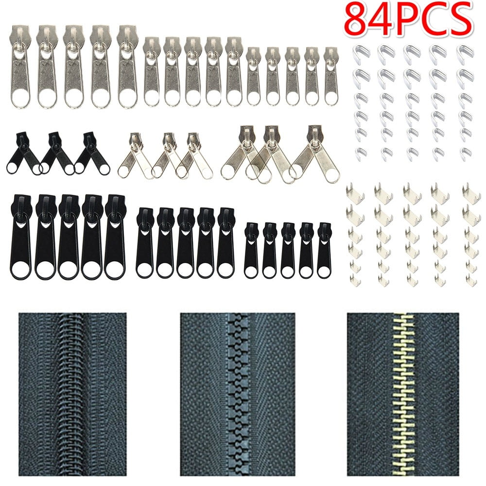 84 PCS Replacement Zipper Repair Kit Metal Zip Slider