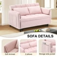 thumbnail image 6 of BedLuxury 53" Velvet Convertible Futon Sofa Bed, 3-in-1 Loveseat Sleeper Sofa with Pull Out Bed & Adjustable Backrest for Living Room or Office, Pink, 6 of 9