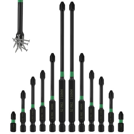 

Threns 12Pcs Screwdriver Bit Set Anti-Slip Magnetic Drive Bit Set High Torque Cross Slot 1/4 Inch Hex Shank Drill Bit Set for Electric Screwdriver Impact Drill Power Tool