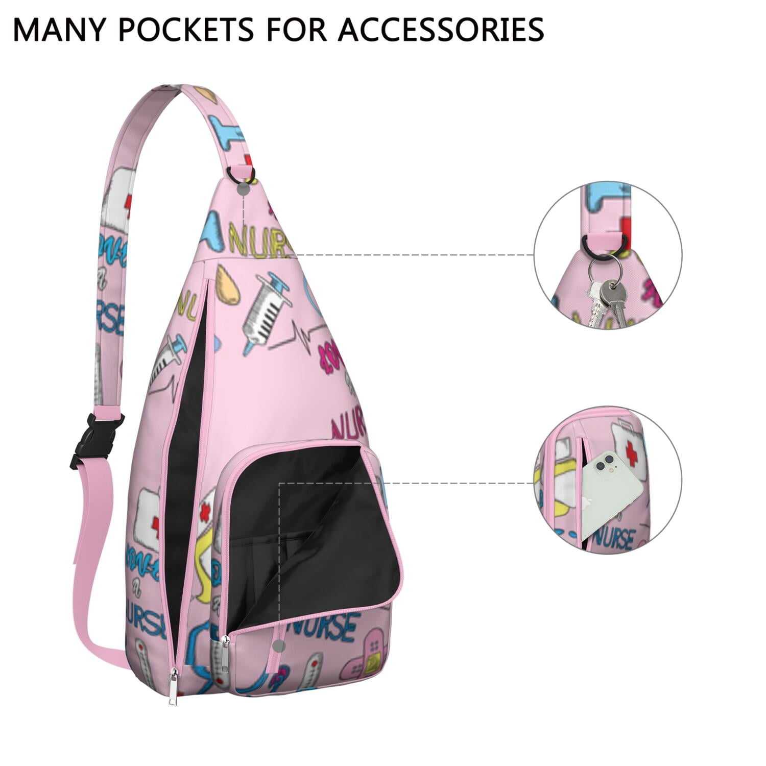 Funny Nurse Life Crossbody Sling Bag - Cute Nurse Aesthetic Waterproof Chest Pack, Lightweight Medical-Themed Shoulder Bag for Nursing Students & Healthcare Heroes (Saving Lives Every Day Design)