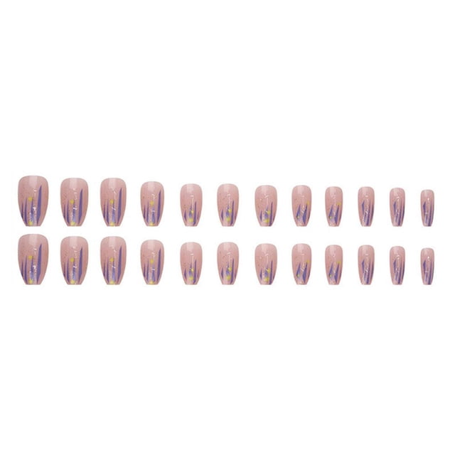 YSABOXY 24pcs Fashionable French Style Wearing Fake Nails, Sparkling and Simple New H9