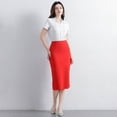 thumbnail image 2 of Women's Pencil Skirt Mid Length Slim Fit Stretchy Work Skirt High Waist Bodycon Elegant Formal Business Attire, 2 of 4