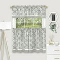thumbnail image 2 of PowerSellerUSA 3 Pieces Two Tone Design Tier Panels and Valance Set for Windows, 58x36 inch Rod Pocket Light Filtering Short Curtain Panels with Valance for Kitchen, Farmhouse, Bedroom, Silver, 2 of 3