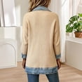 thumbnail image 6 of Stralyhd Jean Jacket Women Patchwork Collared Denim Blazer Fall Casual Shirt Jacket Long Sleeve Loose Denim Cardigan Jackets Button Down Jean Shacket Khaki S, 6 of 6