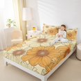 thumbnail image 4 of Manfei Retro Western Flower Bed Sheets for Female, Orange Groovy Daisy Floral King Sheets, Plant Botanical Sheet Set, Microfiber Bedroom Decor, 4pcs, 4 of 7