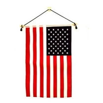 USA 12"x18" Polyester Wall School Banner Flags, Mounted on a Birch Wood Banner Pole