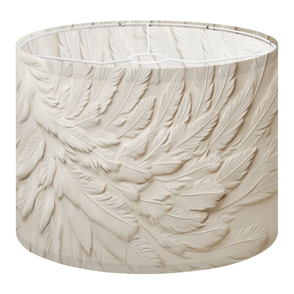 Abstract Linen Drum Lampshades Feather Wings Textured Relief Beige Botanical 13"x13"x10" Light Shade for Table Lamps Floor Lamp Shades Lampshade Replacement Assembly Required