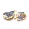 thumbnail image 4 of Baroque Natural Keshi Pearl Pendants Teardrop Charms with Brass Loops Blue Light golden 17~22x13~14x4~5mm Hole: 1.6~1.8mm, 4 of 4