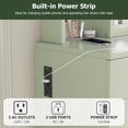 thumbnail image 5 of Makeup Vanity Desk with Mirror and Lights, Vanity Table Set with Drawer & Power Outlet & Chair & 3 Shelves, Bedroom, Green, 5 of 8