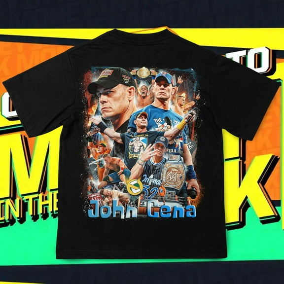 WWE John Cena Career Tribute T-Shirt – 16x Champion Collage Graphic – Never Give Up Fan Tee