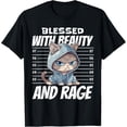 thumbnail image 1 of Blessed with Beauty and Rage Cat Lovely and Cute Camiseta 100% algodón estampado camisetas unisex para hombre y mujer, 1 of 2