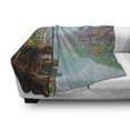 thumbnail image 3 of East Soft Flannel Fleece Throw Blanket, Old Chinese Suburbs Lake Canal with Wood Boats Foggy Eastern Rural Scene Art, Cozy Plush for Indoor and Outdoor Use, 50" x 60", Multicolor, by Ambesonne, 3 of 6